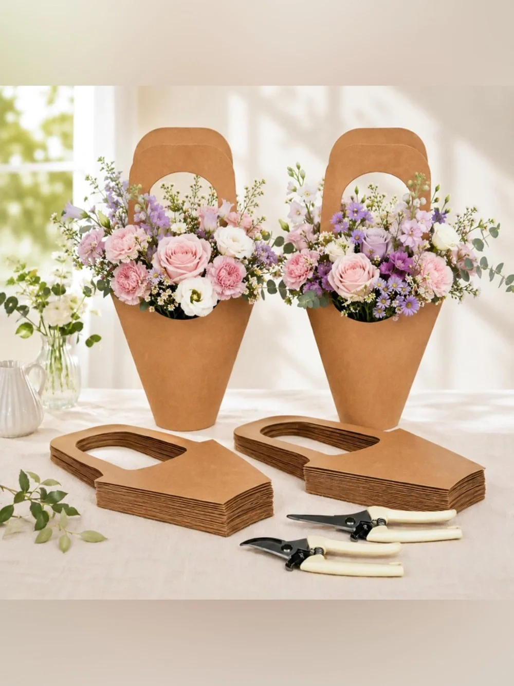 100 Flower Bags  Premium Kraft Paper with 2 Floral Shears